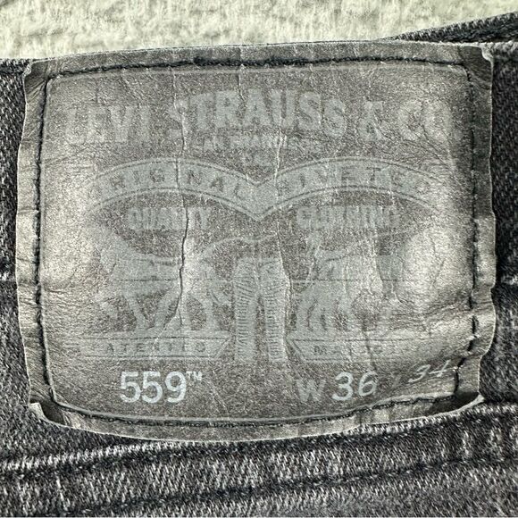 Levis 559 Jeans Mens 36 Relaxed Straight‎ Leg Charcoal Wash Denim Outdoor Casual - Picture 14 of 15